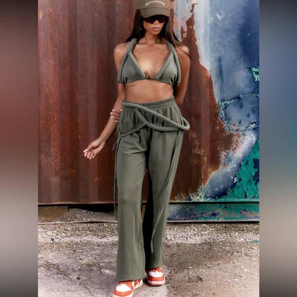 Khaki Tube Strap Detail Bralette - Picture 2 of 5